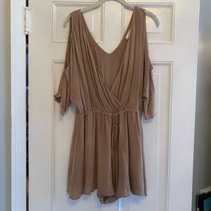 Lavender Brown Cold Shoulder Romper